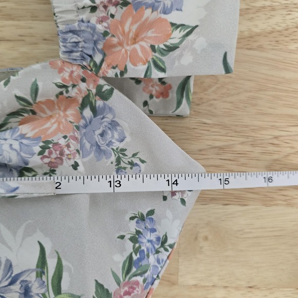 House of CB Mini Dress Womens Small Floral Kara Ruched Ruffle Sleeve Lace Up - Picture 6 of 12